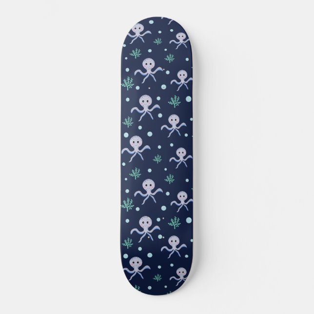 Skateboard Pulpo bajo el mar patrón infantil (Anverso)