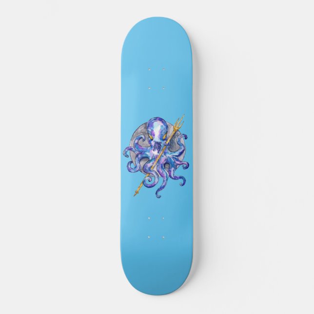 Skateboard Pulpo Morado con Tridente (Anverso)