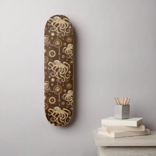 Skateboard Pulpo Steampunk Retro Fantasía Mecánica