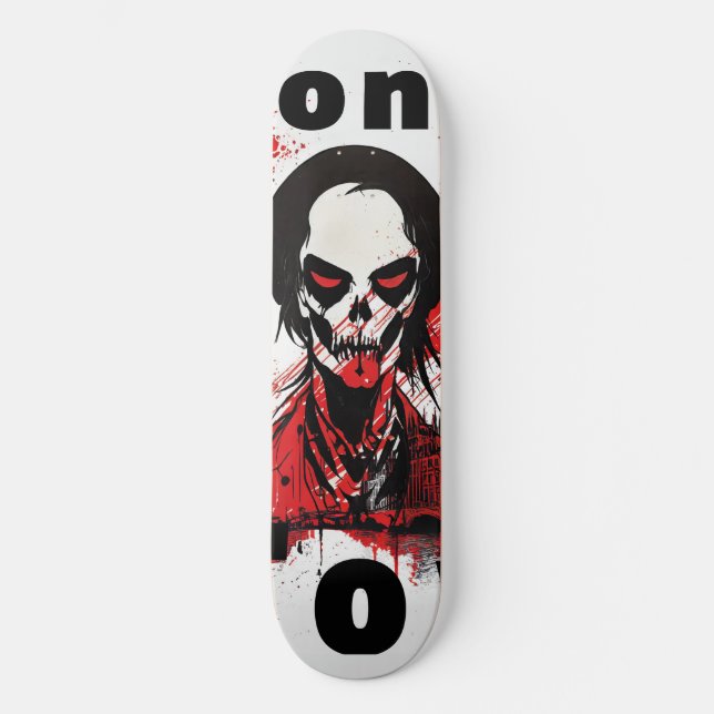 Skateboard Punk Geschenk London England Zombie Rot Horror (Anverso)