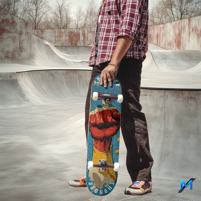 Skateboard Puño de arte pop con explosión de historietas - Au (Subido por el creador)