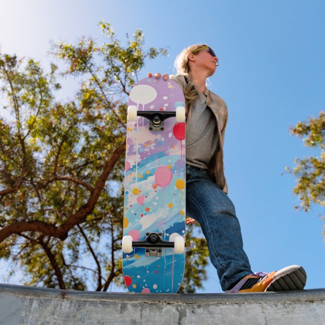 Skateboard Puntas de puntos coloridas salpicaduras (Exterior 1)