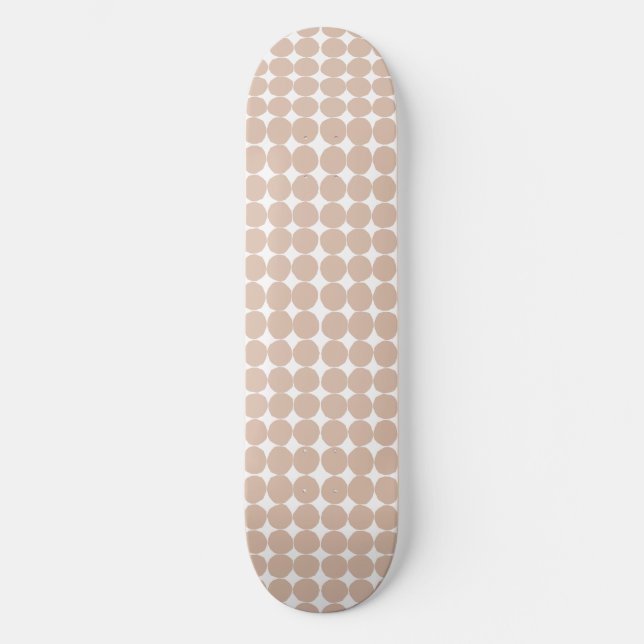 Skateboard Punto de polka rosa y blanco moderno (Anverso)