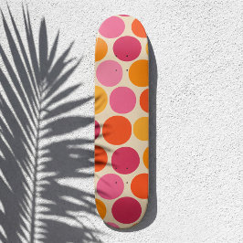 Skateboard Punto de Polka Rosado y Naranja Negrita Inspirado