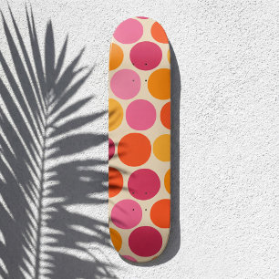 Skateboard Punto de Polka Rosado y Naranja Negrita Inspirado 