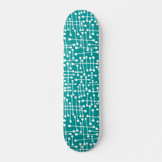 Skateboard Puntos conectados: blanco en cian negro