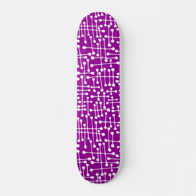 Skateboard Puntos conectados: blanco en morado (Anverso )