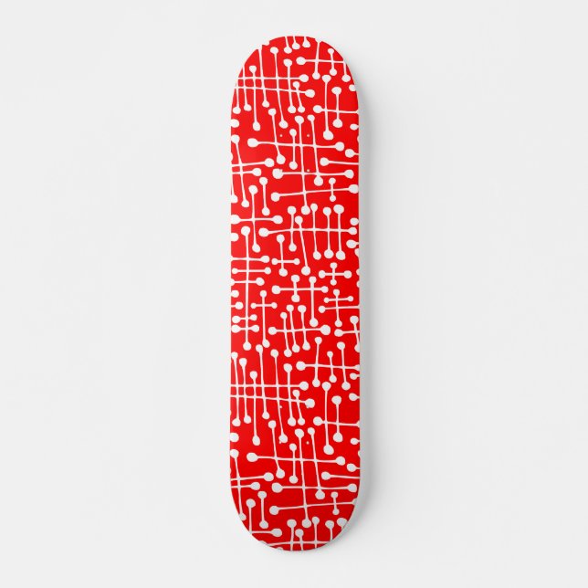 Skateboard Puntos conectados: blanco en rojo (Anverso )