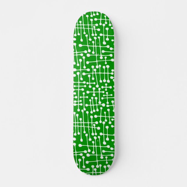 Skateboard Puntos conectados: blanco en verde negro (Anverso )