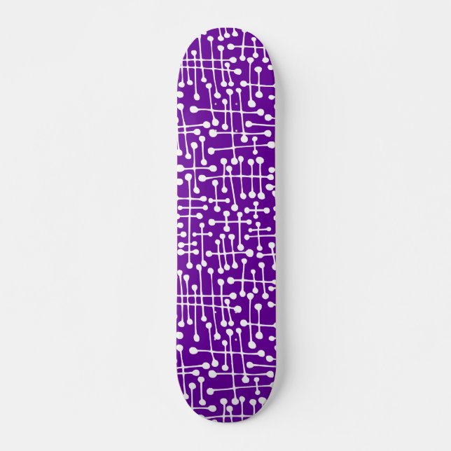 Skateboard Puntos conectados: blanco sobre violeta (Anverso )