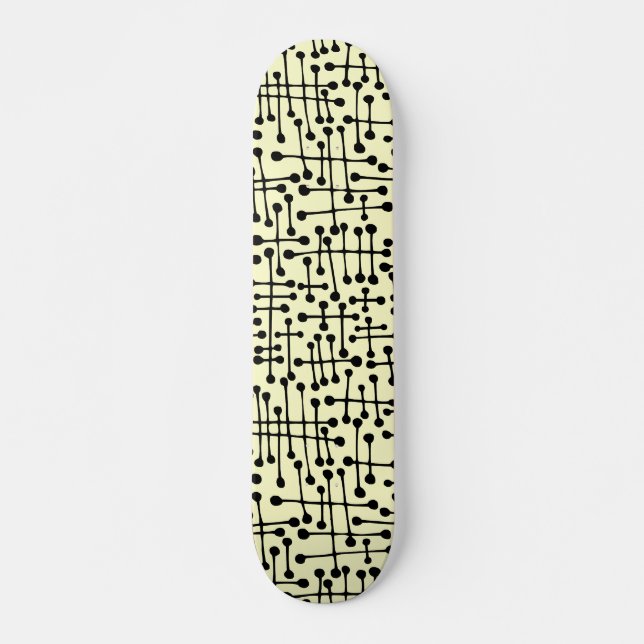 Skateboard Puntos conectados: negro en crema (Anverso )