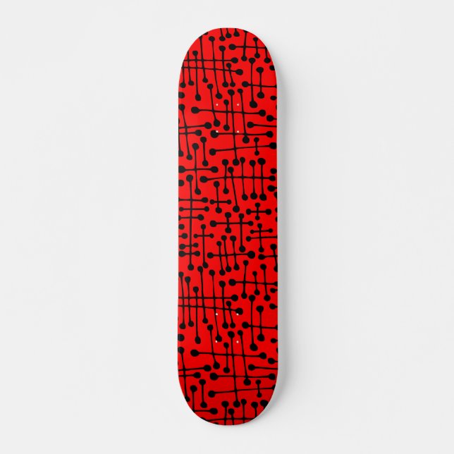 Skateboard Puntos conectados: negro en rojo (Anverso )