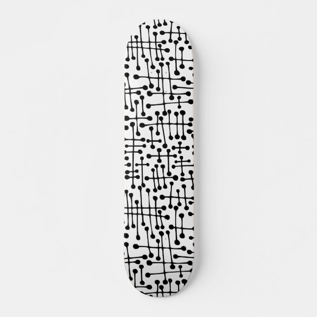 Skateboard Puntos conectados: negro sobre blanco (Anverso )