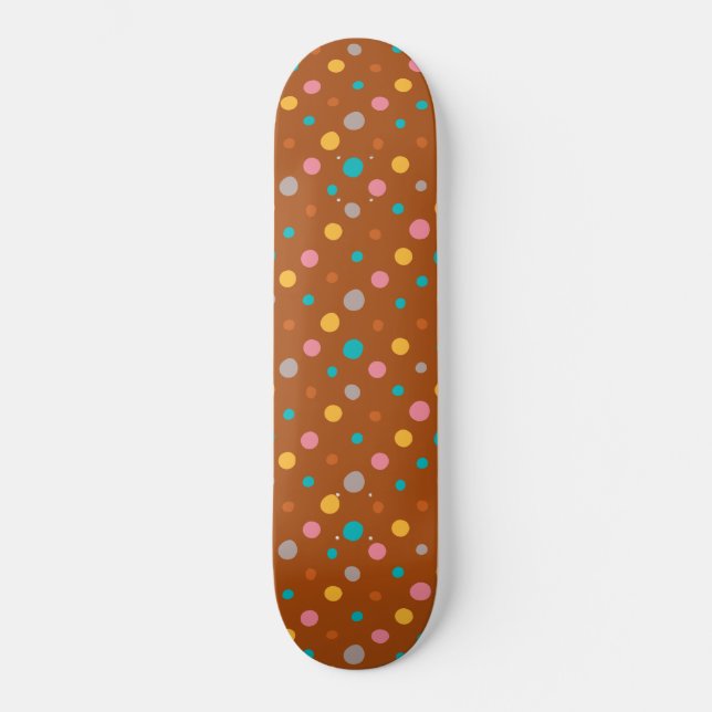 Skateboard Puntos de Acuarela Multicolor 7 (Anverso)