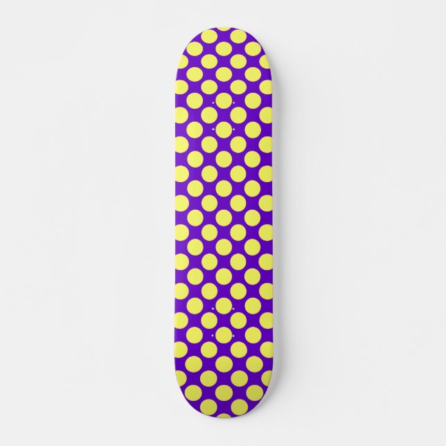 Skateboard Puntos de Polka Amarillo con fondo morado STaylor (Anverso )