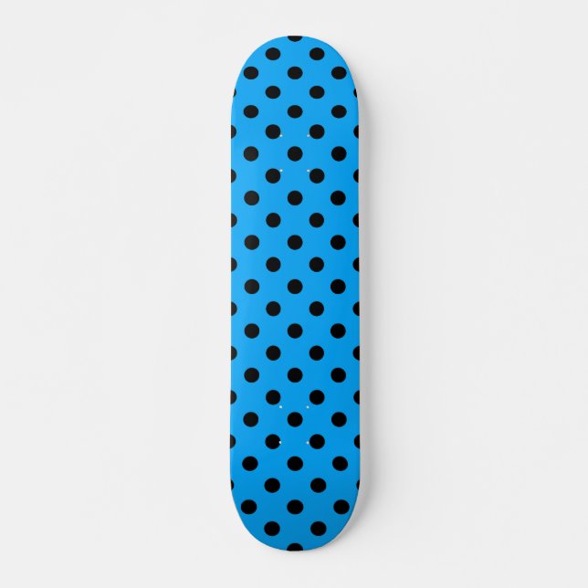 Skateboard Puntos de polka azul y negro (Anverso )