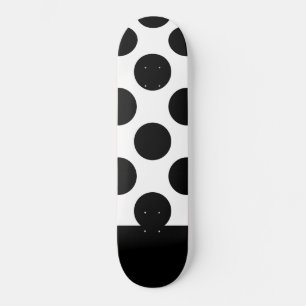 Skateboard Puntos de polka blanco y negro   