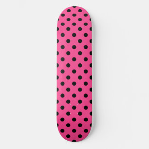 Skateboard Puntos de polka rosados y negros
