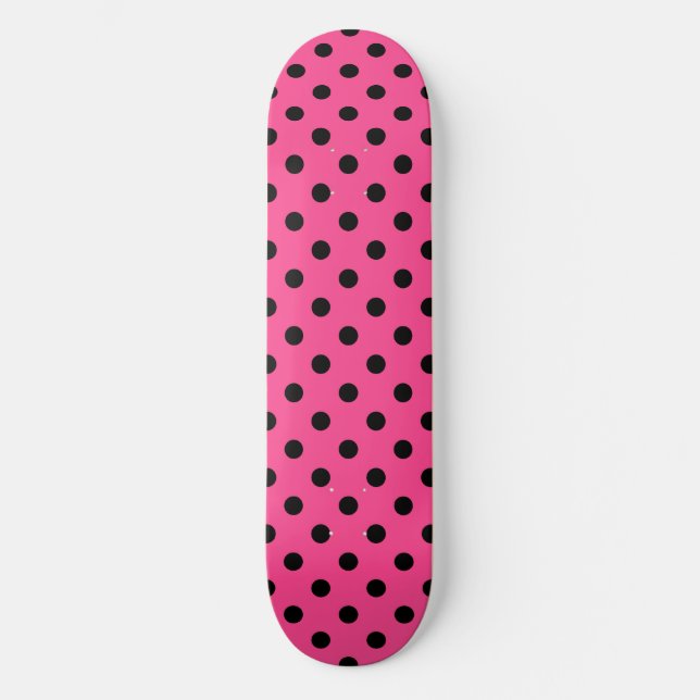 Skateboard Puntos de polka rosados y negros (Anverso)