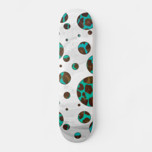 Skateboard Puntos PrintPolka Verde azulados y marrones leopar