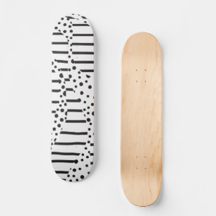 Skateboard Puntos y bandas 2 en blanco y negro