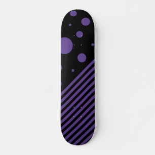 Skateboard Puntos y rayas en morado y negro