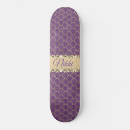 Skateboard Purple and Relieve metalizado dorado Diamond Bling