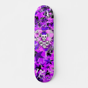 Skateboard Purple Princess Heart Skull