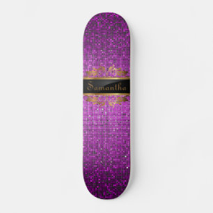 Skateboard Purple Purpurina Sequin Disco Glitz Com