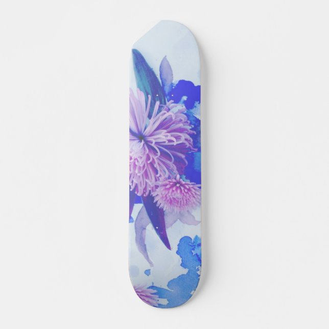 Skateboard Púrpura, azul y Verde azulada Placa estampada con  (Anverso )