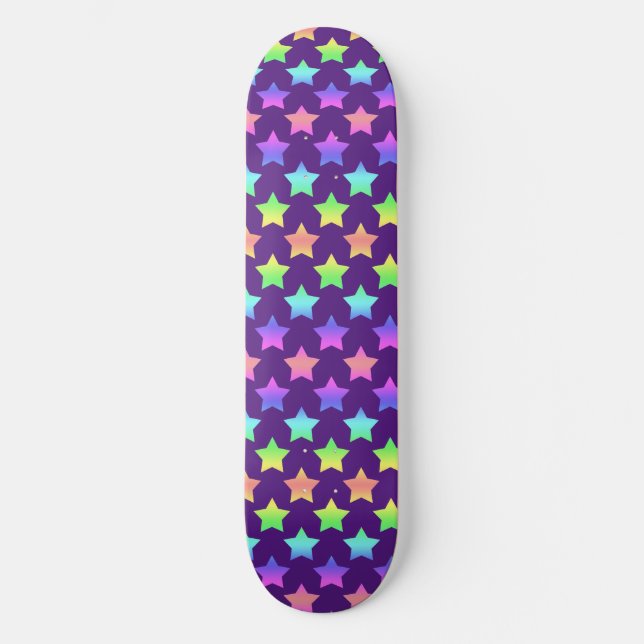 Skateboard Púrpura con estrellas del Ombre Pastel (Anverso)