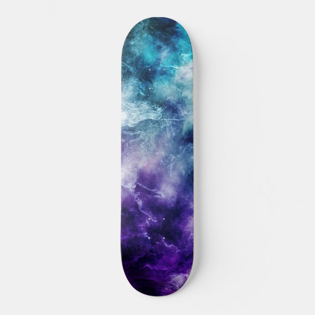 Skateboard Púrpura Galaxia Verde azulada Nebula Mármol Sueño  (Anverso)