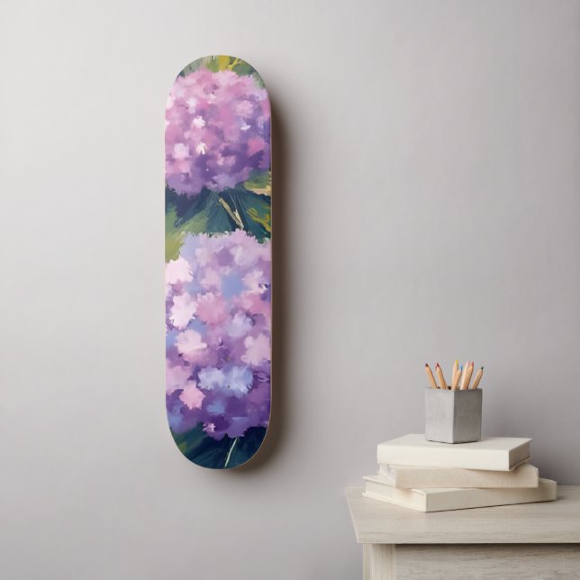 Skateboard Púrpura Hydrangeas Agua Floral (Arte de la pared)