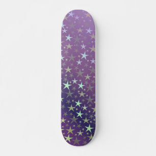 Skateboard púrpura + plata, brillante, brillante, estrella, c