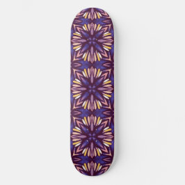 Skateboard Púrpura Resumen Patrón Floral Amarillo Índigo Boho