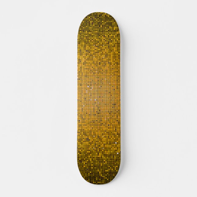 Skateboard Purpurina amarillo Sequin Disco Old School Skatebo (Anverso )