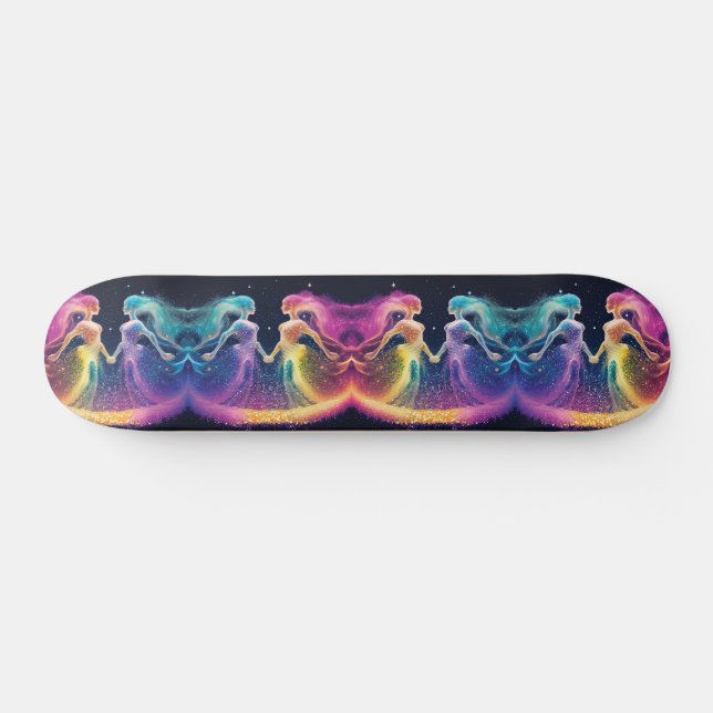 Skateboard Purpurina arcoiris Galaxia cósmica Energía femenin (Horz)