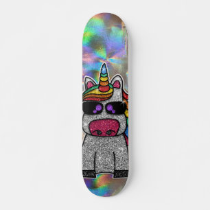 Skateboard Purpurina arcoiris Unicorn Chrome Holográfico espu