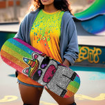 Skateboard Purpurina arcoiris Unicorn Sparkly Gold Sparkles S<br><div class="desc">El unicornio arcoiris brilla con un falso efecto purpurina. El fondo tiene un purpurina brillante. Disponible en otros personajes de dibujos animados kawaii y en muchas otras combinaciones de colores.</div>