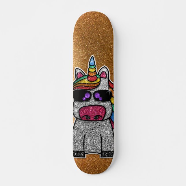 Skateboard Purpurina arcoiris Unicorn Sparkly Gold Sparkles S (Anverso )