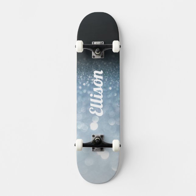 Skateboard Purpurina azul (Anverso)