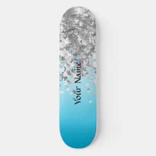 Skateboard Purpurina azul pálido y falso
