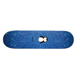 Skateboard Purpurina azul personalizado del pingüino conocido