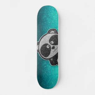 Skateboard Purpurina azul Sparkly Black Panda Sparkle