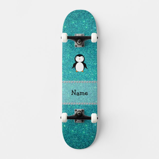 Skateboard Purpurina conocido personalizado de la turquesa (Anverso)