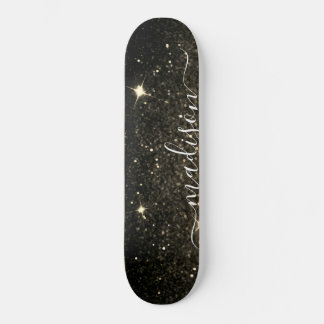 Skateboard Purpurina de espuma negra y dorada personalizado