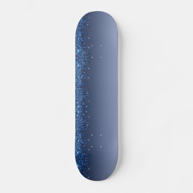 Skateboard Purpurina de goteo azul (Anverso)