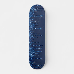 Skateboard Purpurina de goteo azul