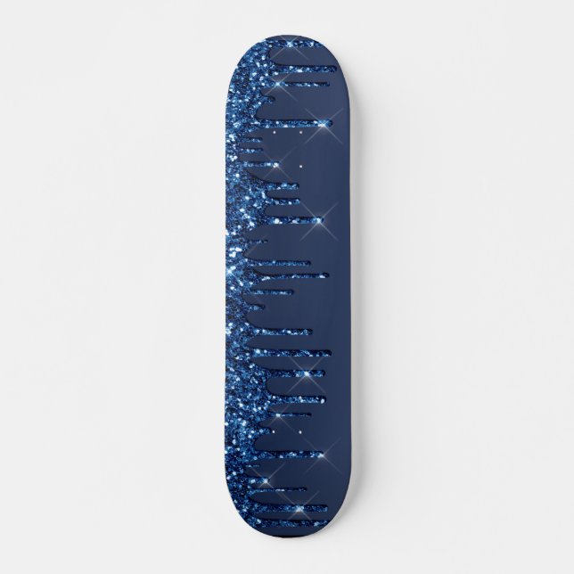 Skateboard Purpurina de goteo azul (Anverso )