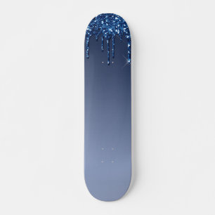 Skateboard Purpurina de goteo azul